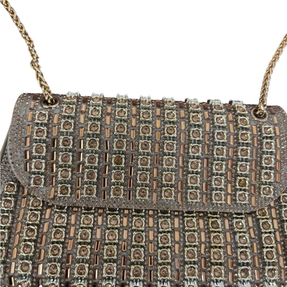 Embellished Gold-Tone Chain Crossbody Bag - Picture 3 of 8